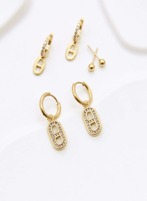 Lot 3 Paires Boucles d’Oreilles Chic et Intemporel en Acier Inoxydable