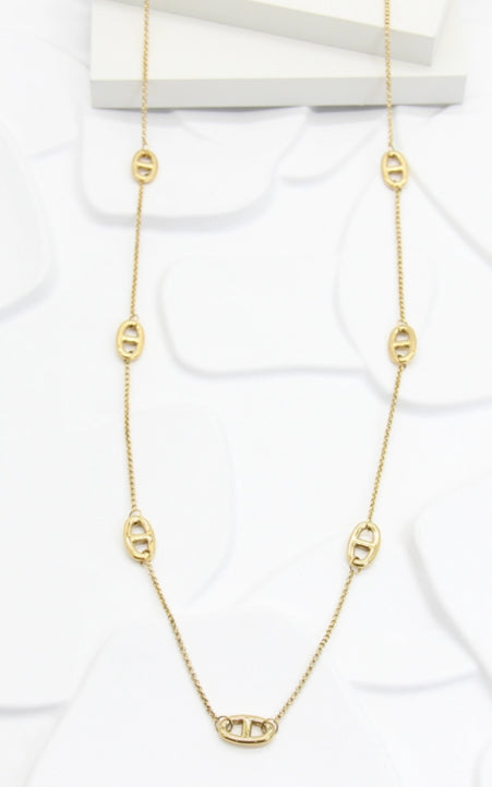 Collier Long Sautoir Doré en acier inoxydable