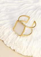 Bague Carré Nacré en Acier inoxydable