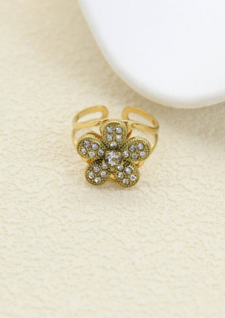 Bague anti-stress fleur rotative en acier inoxydable