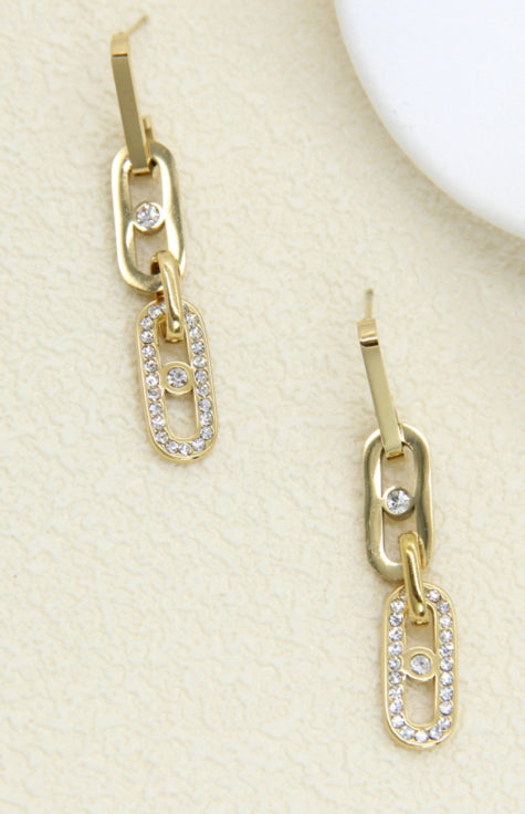 Boucles d’oreilles maille rectangle strass  en Acier inoxydable
