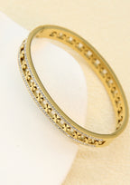 Bracelet jonc ajouré Motif trèfle & strass