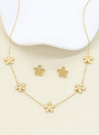Parure fleur en acier inoxydable
