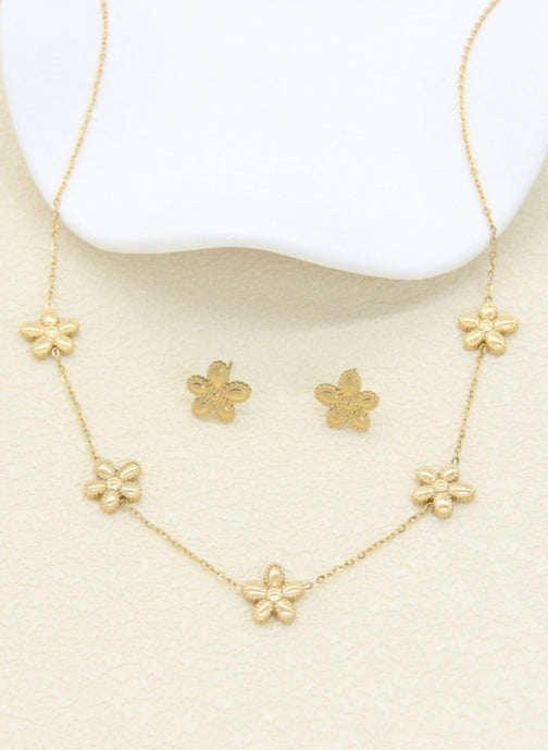 Parure fleur en acier inoxydable